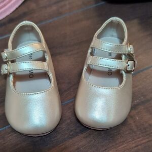 Gold Kids Shoes Velcro Mary Jane, Size 5